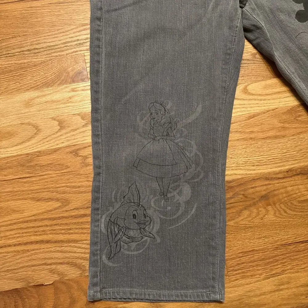 Disney Store Denim Jeans Capri Mickey Minnie Tinkerbell Alice Eeyore Cleo sz 14 - Picture 4 of 9